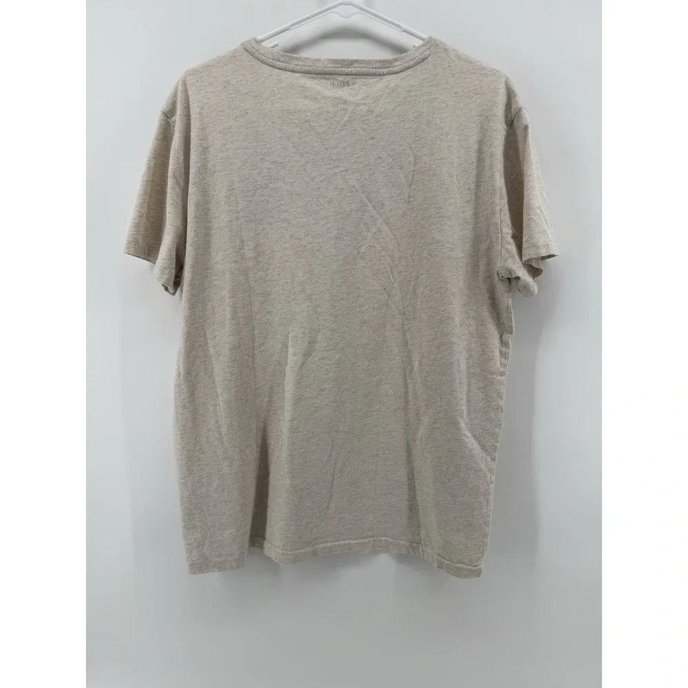Polo Ralph Lauren Shirt Men M Beige V Neck Short Sleeve Preppy Pony Logo‎